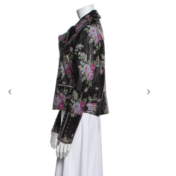 NWT Walter Baker Floral Black Leather Jacket Size M - Picture 3 of 7